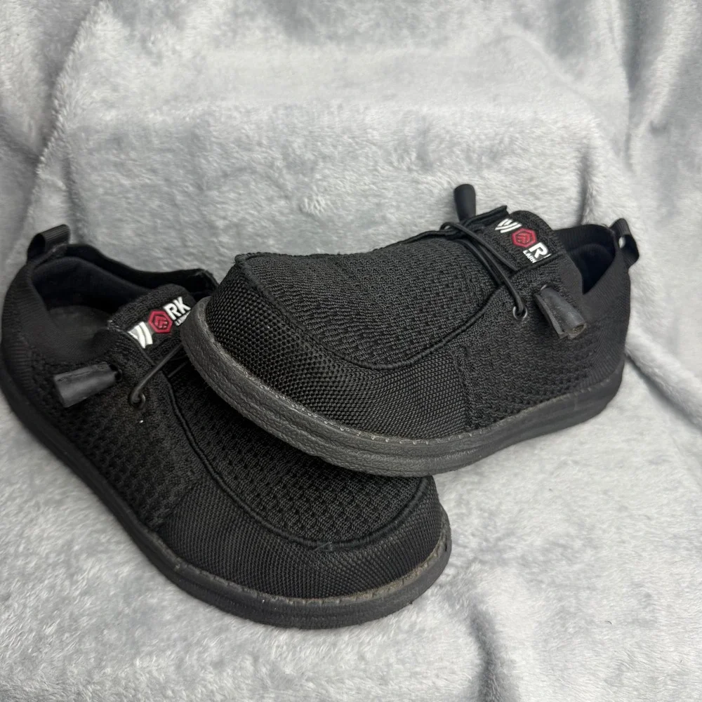 Larnmern Steel Toe Work Shoes Mens 7 Womens 8.5 Black Safety Slip On Loafers
